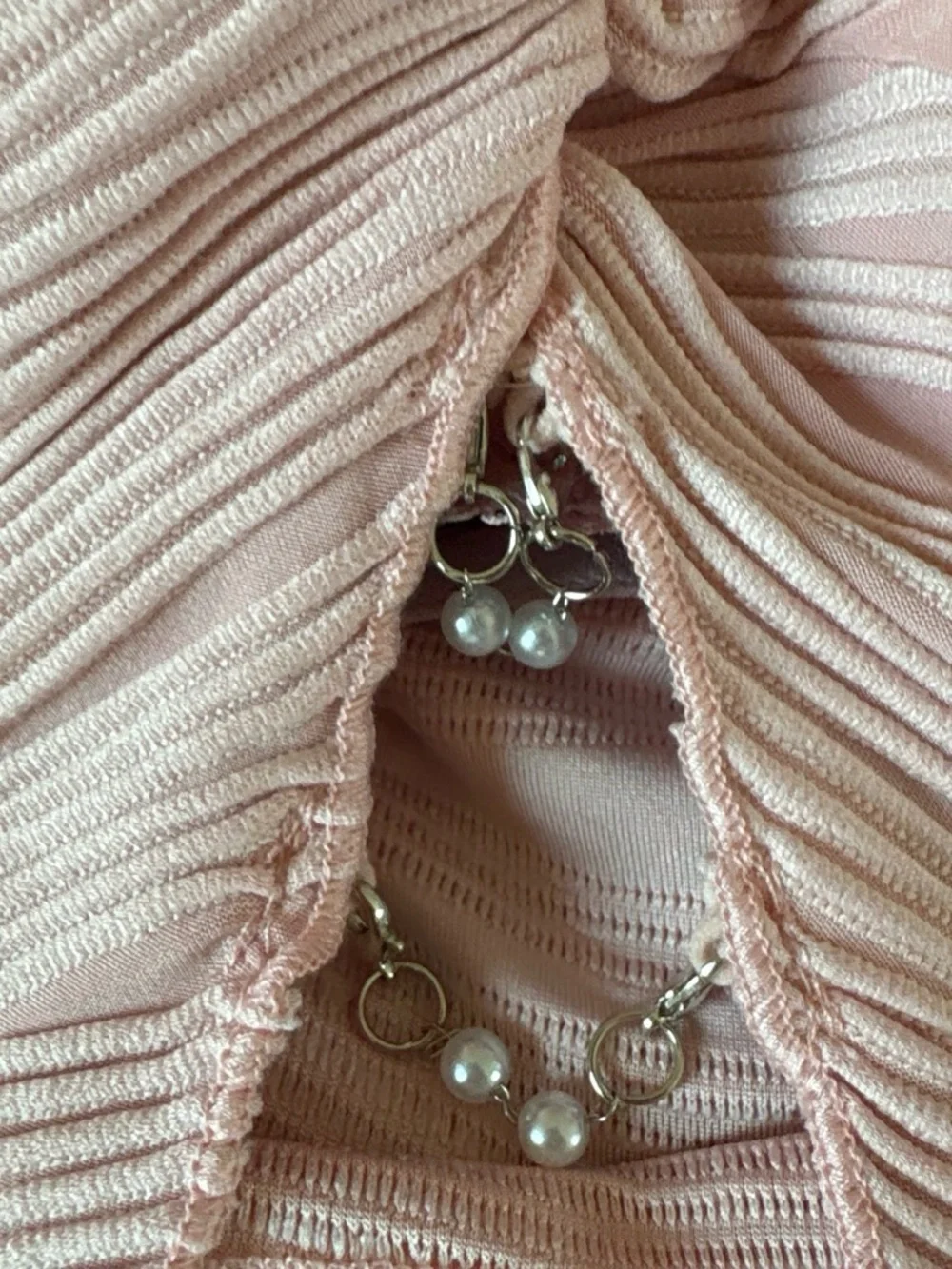SHEIN Pale Pink Textured Knot Front Crop Top